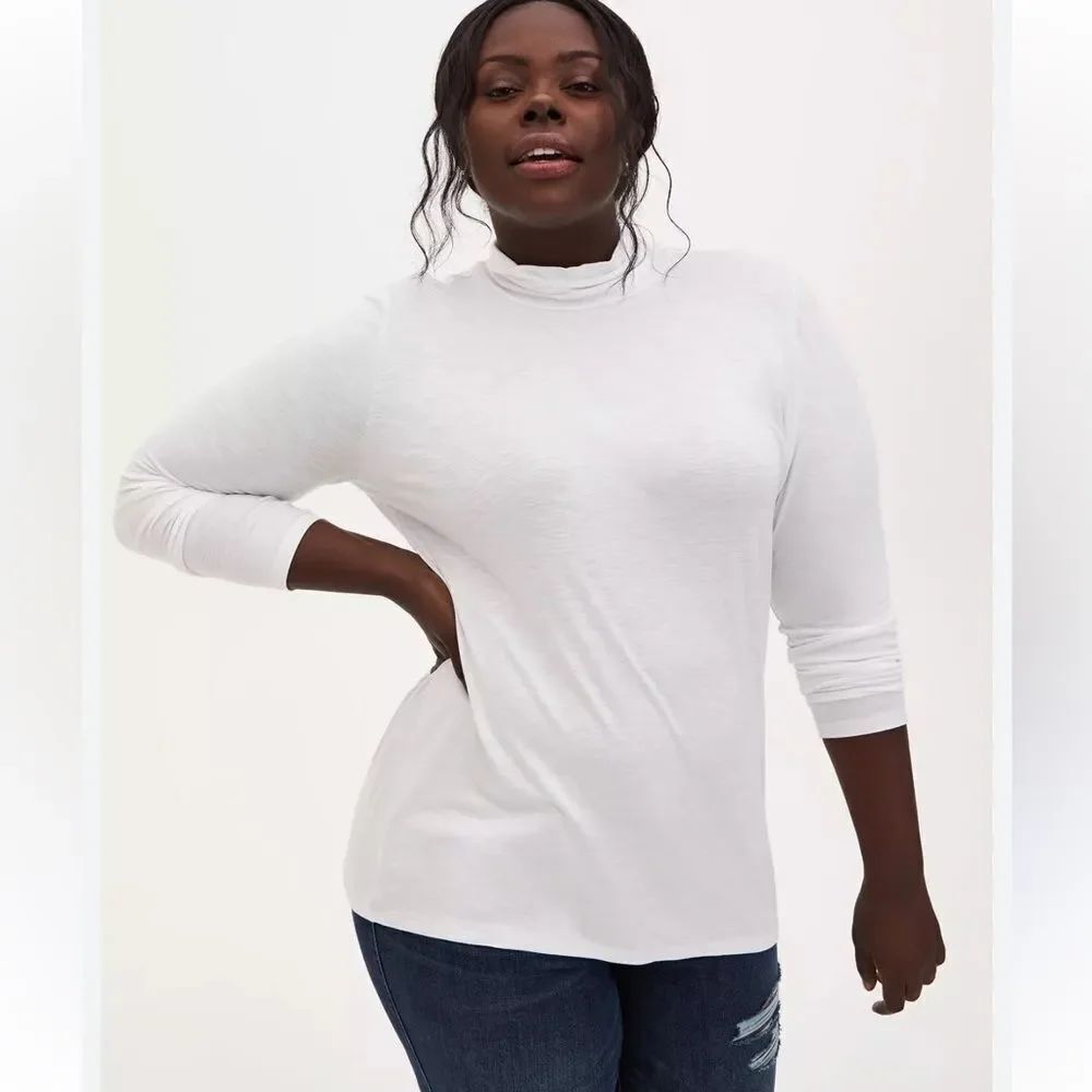 Torrid Super Soft Slub Turtleneck Top White Women’s Large